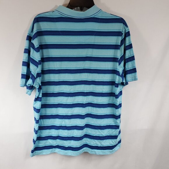 Saddlebred Mens Shrt Slv Button Top Collared Blues Striped Tee Sz Large - Picture 8 of 8